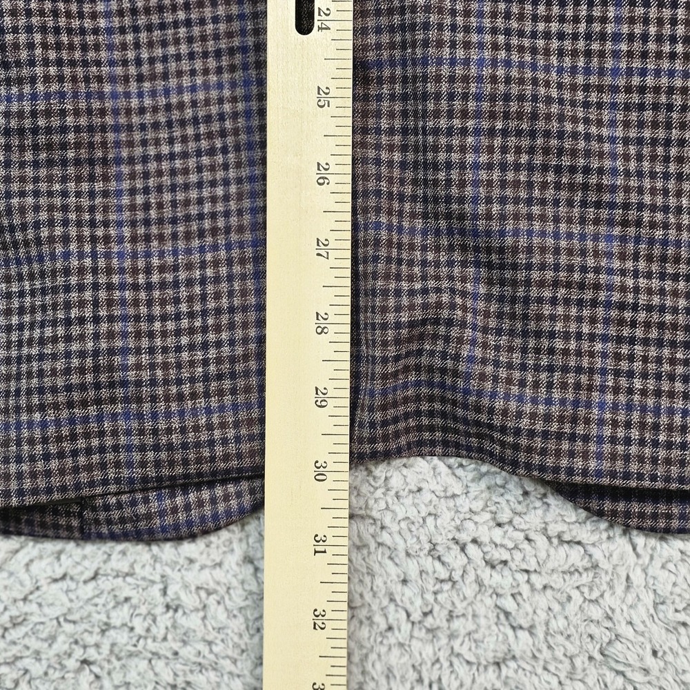 Jos. A. Bank Sport Coat Mens 46R Brown Plaid Wool Traveler Jacket Tailored Fit - Picture 13 of 15